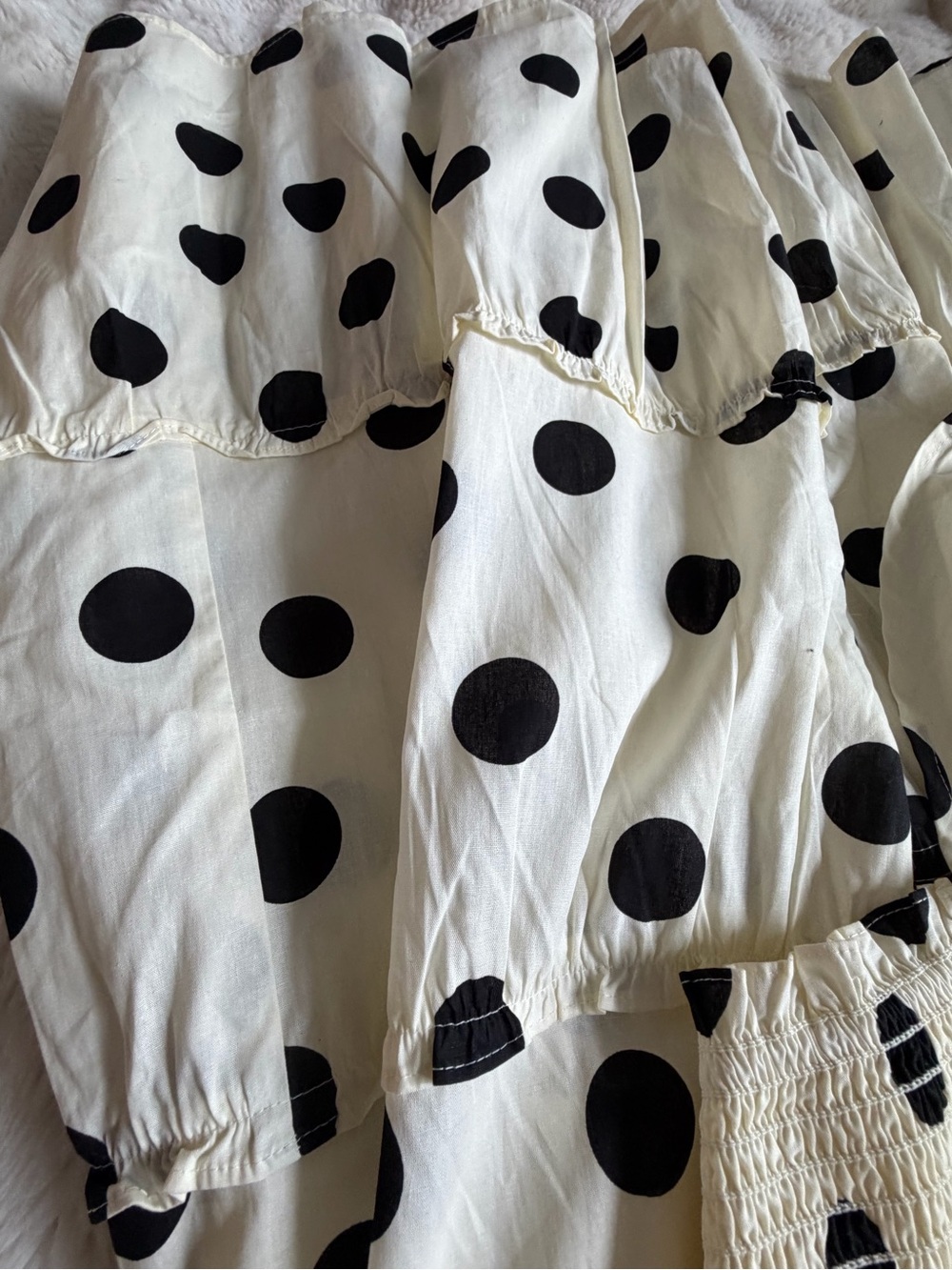 Few Moda 2XL Black White Polka Dot Smocked Tiered Maxi Dress - Picture 6 of 8